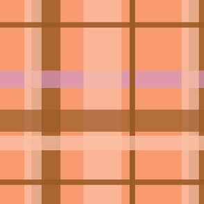 Plaid tartan check opaque layers lilac purple peach coral brown chocolate