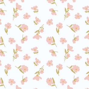 Modern floral daisy's in pink, green and white midi