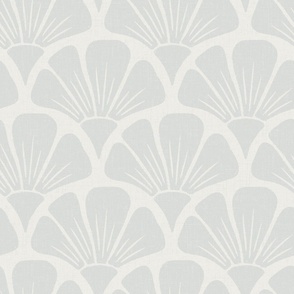 Large | Textured Art Nouveau Flower in Grey