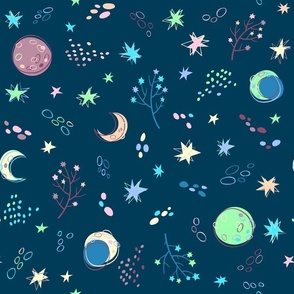 Magic Starry Night. Sweet Dreams Bedding. 