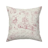 Sweet Dreams Toile de Jouy coral rose and cream