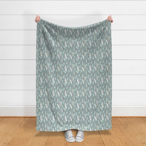 Teal and grey boho feathers