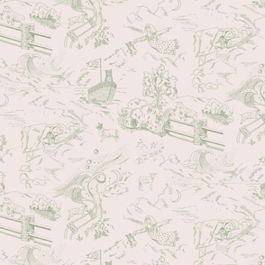Sweet Dreams Toile de Jouy sage and blush