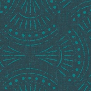 Large | Textured Boho Pattern in Navy and Teal