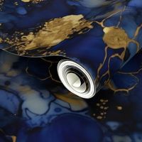 Navy Blue and Gold alcohol ink marble design