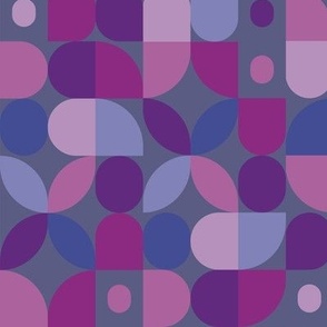 Geometric mosaic modern pattern in rose, pink, purple and grey