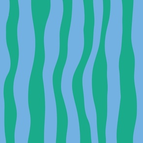 Wobbly lines - Large -  green blue