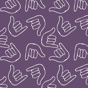 Shaka Braddah - Purple & White - Hang Loose, Hawaii, Line Art, Shaka Sign