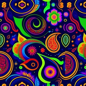 ##hand drawn conceptual floral paisley modern neon ##