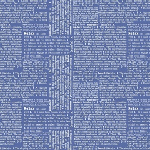 White On Blue Dictionary Text  Summer Pattern Smaller Scale