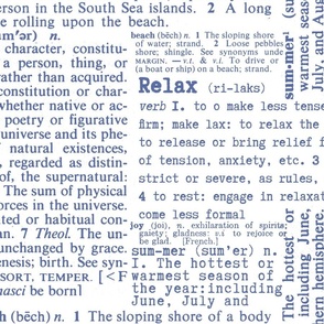Blue On White Dictionary Text  Summer Pattern