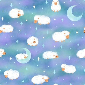 Counting sheep, sweet dreams - blue and purple