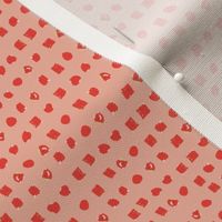 Spotty Dots hand drawn imperfect geometric squares and stripes: Winter Strawberry pink and red