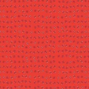 Spotty Dots hand drawn imperfect geometric squares and stripes: Red on Red