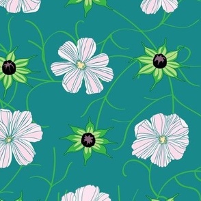 Cosmos flowers polka dots - Large scale
