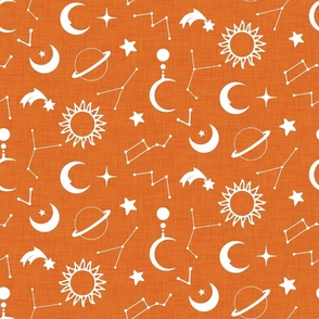 Dream Night Stars Orange - Space Illustration