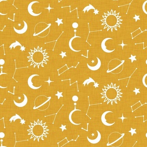 Dream Night Stars Yellow - Space Illustration