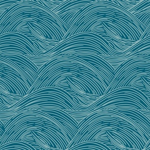 Sea Waves in Silver Blue 