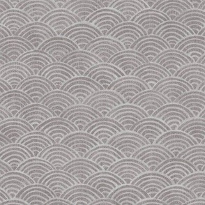 Ocean Waves, Surf in Taupe (large scale) | Sea fabric, hand drawn Japanese wave pattern in warm gray, seigaiha fabric, boho print for coastal decor, seaside, neutrals, beach accessories.