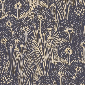 Field of Dandelions - Gold & Navy - Large