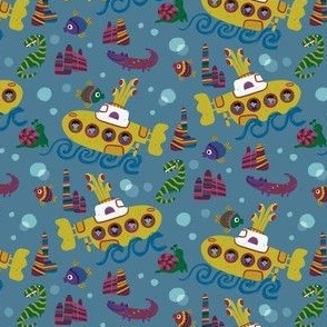 Yellow Submarine Blue background 