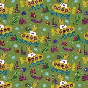 Yellow Submarine Green background 