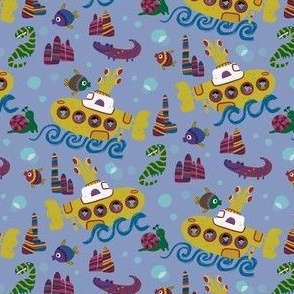 Yellow Submarine Violet background 