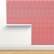 Red and White Wavy Stripes Large Scale