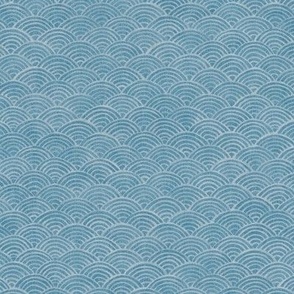 Ocean Waves, Surf in Aqua | Sea fabric, hand drawn Japanese wave pattern in turquoise blue, seigaiha fabric, boho print for coastal decor, seaside, beach accessories.