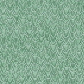 Ocean Waves, Surf in Jade | Sea fabric, hand drawn Japanese wave pattern in jade green, seigaiha fabric, boho print for coastal decor, seaside, beach accessories.