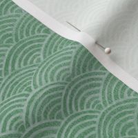 Ocean Waves, Surf in Jade (large scale) | Sea fabric, hand drawn Japanese wave pattern in jade green, seigaiha fabric, boho print for coastal decor, seaside, beach accessories.
