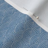 Ocean Waves, Surf in Azure | Sea fabric, hand drawn Japanese wave pattern in soft blue, seigaiha fabric, boho print for coastal decor, seaside, beach accessories.