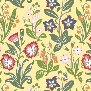 Butterfield British Vintage Victoriam Summer Flowers on Yellow Home Decor Nature Flowers Tablecloths Napkins