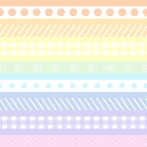 Pastel Rainbow Polka Dot Gingham Washi Stripes - extra large horizontal