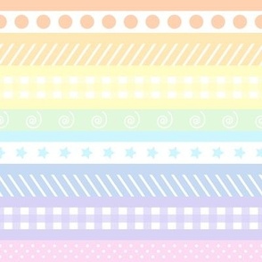 Pastel Rainbow Polka Dot Gingham Washi Stripes - small horizontal