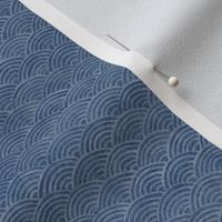 Ocean Waves, Surf in Indigo (small scale) | Sea fabric, hand drawn Japanese wave pattern in indigo blue, seigaiha fabric, boho print for coastal decor, seaside, beach accessories.