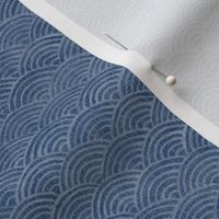 Ocean Waves, Surf in Indigo | Sea fabric, hand drawn Japanese wave pattern in indigo blue, seigaiha fabric, boho print for coastal decor, seaside, beach accessories.