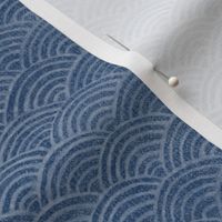 Ocean Waves, Surf in Indigo (large scale) | Sea fabric, hand drawn Japanese wave pattern in indigo blue, seigaiha fabric, boho print for coastal decor, seaside, beach accessories.