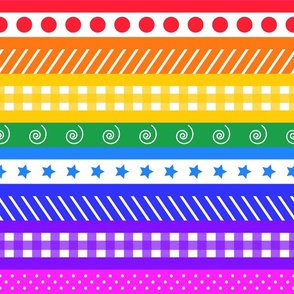 Rainbow Polka Dot Gingham Washi Stripes - extra large horizontal