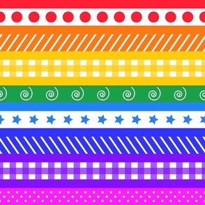 Rainbow Polka Dot Gingham Washi - large horizontal