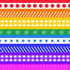 Rainbow Polka Dot Gingham Washi - medium horizontal