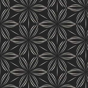 Flowers and Lines _ Creamy White_ Raisin Black _ Floral