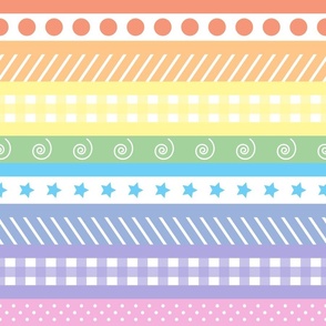 Bright Pastel Rainbow Polka Dot Gingham Washi - large horizontal
