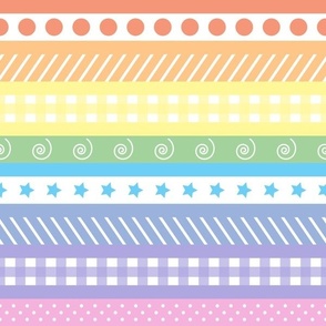 Bright Pastel Rainbow Polka Dot Gingham Washi - medium horizontal