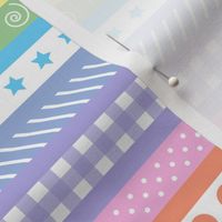 Bright Pastel Rainbow Polka Dot Gingham Washi Stripes - small horizontal