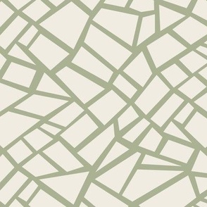 Mosaic Shapes | Creamy White, Light Sage Green | Geometric