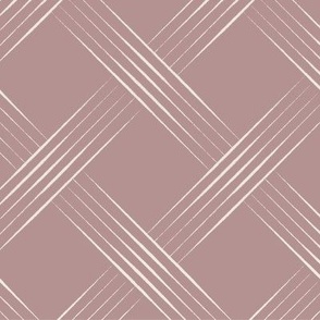 thin lined lattice _ creamy white_ dusty rose pink _ geometic weave