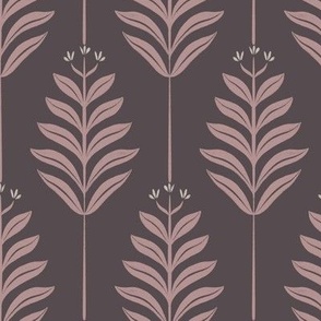 Three Little Blooms And Their Leaves | Dusty Rose, Purple-Brown-Gray, Silver Rust | Floral
