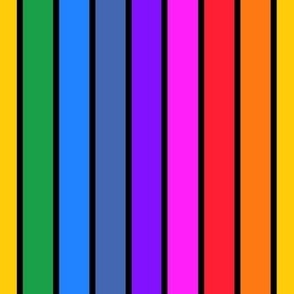 Bright rainbow and black stripes - vertical - small