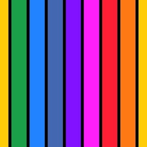 Bright rainbow and black stripes - vertical - large